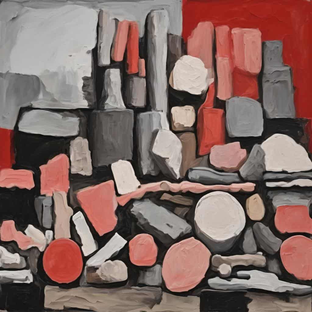 Στρώματα πέτρας σε αφηρημένο έργο ζωγραφικής, ζωγραφική έκφραση και καλλιτεχνική δημιουργία.