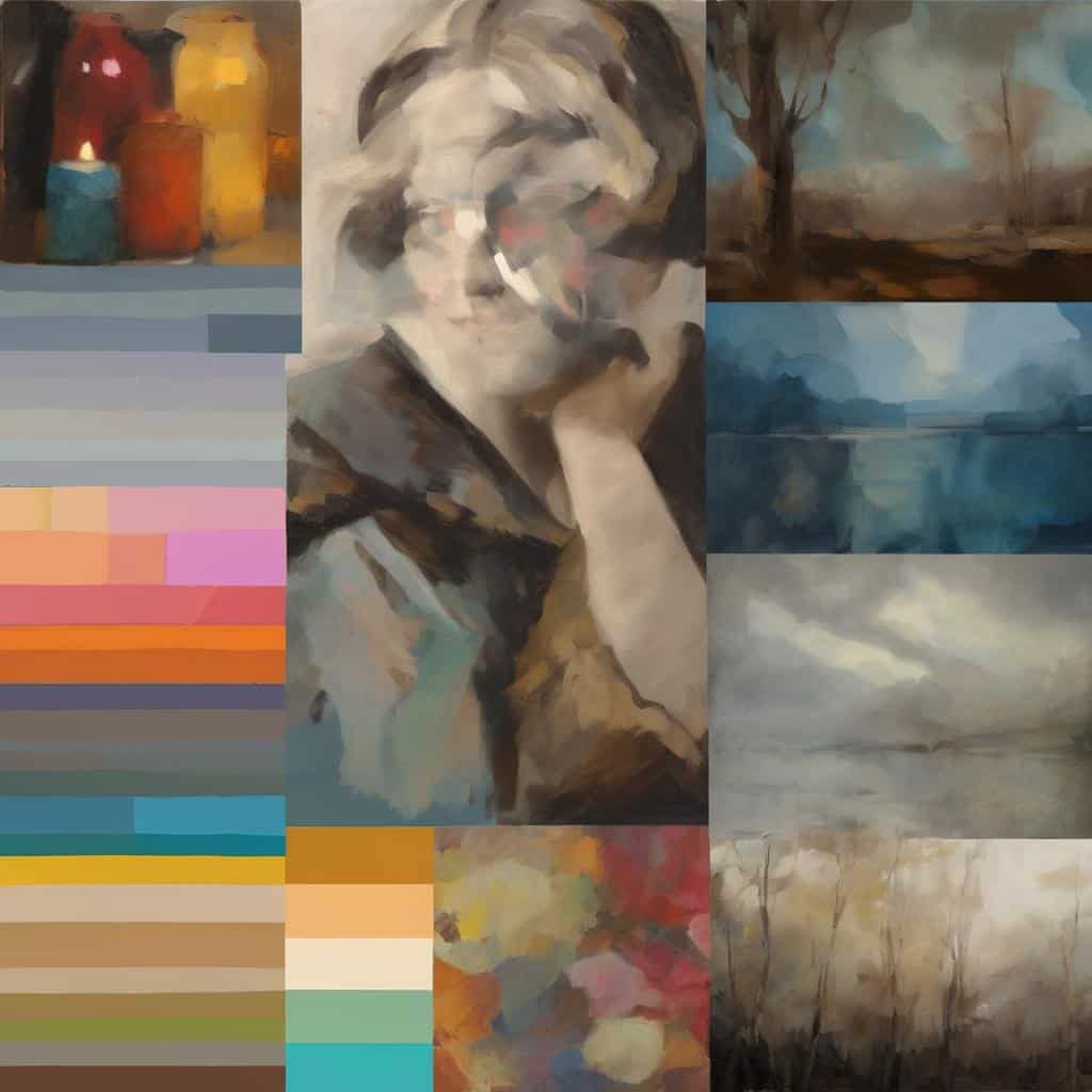 Αντήχηση του βλέμματος σε έργα τέχνης, πορτρέτα και τοπία με έμφαση στη συναισθηματική έκφραση και το χρώμα.